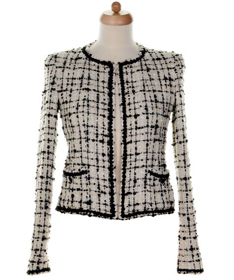 chanel black and white tweed jacket fringe|chanel cropped tweed jacket.